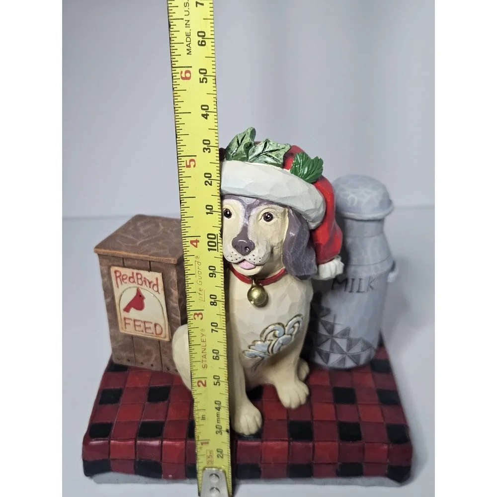 Jim Shore Country Living Festive Farmhouse Friend Dog Milk Pail Figurine 6011743